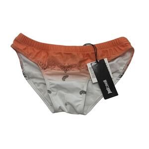 6-53 ROBERT CAVALLI Men's Speedo Paisley Motif Orange/White Small